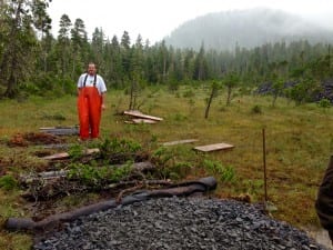 Nick Corpela with Corpela Construction out of Hyder is creating phase two of the trail. Photo/Angela Denning