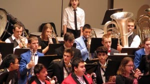 Senior Nathaniel Lenhard plays the trombone and Junior Brandon Ware plays the tuba in the All-State Band. Photo courtesy of Matt Lenhard